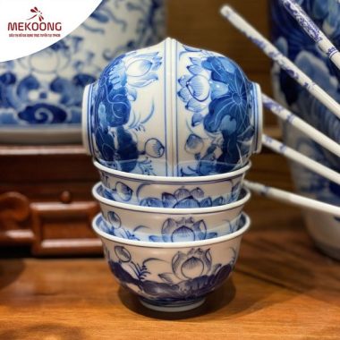 Chén Cúng Sen Decal Men Lam Đồ Thờ Bát Tràng