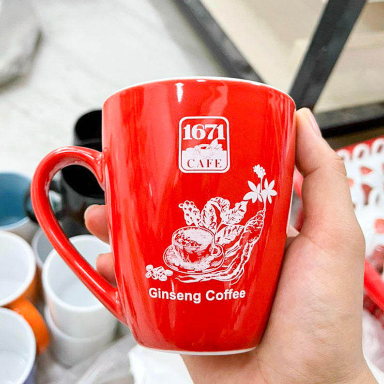 Cốc Sứ Men Màu Bát Tràng In Logo