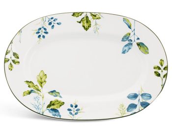 Dĩa oval 32 cm – Camellia – Lá Xanh