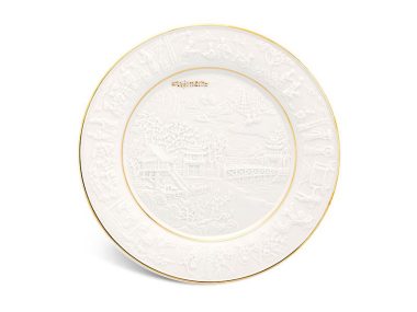 Dĩa tròn 20 cm - Phù Điêu Đất Nước - Chỉ Vàng