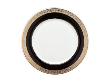 Dĩa tròn 27 cm - Sago - Hoa Hồng Đen khắc nổi