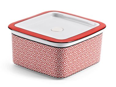 Hộp dưỡng sinh vuông đựng thực phẩm 15 cm + nắp - Red Karakusa (LTF)