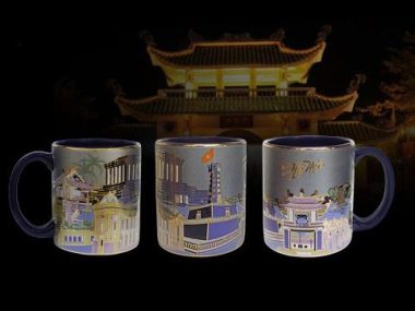 Ca trà sứ sứ Minh Long 0.36 L Hà Nội Mạ Vàng trắng