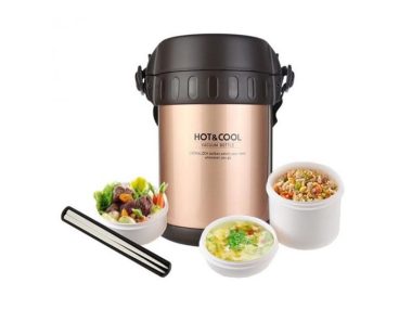 Bộ hộp cơm giữ nhiệt L&L 1.8L  - Màu vàng hồng - LHC6170FU