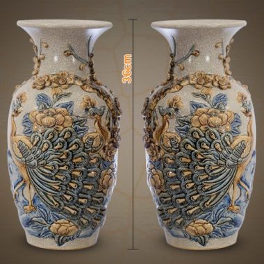 Lọ Công Đào H36 men rạn Bát Tràng