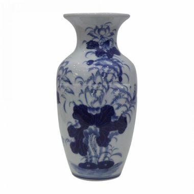 Lọ Cắm Hoa Bát Tràng Vẽ Sen Men Lam Cao 60cm