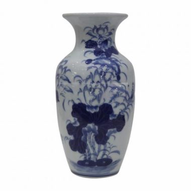 Lọ Cắm Hoa Vẽ Sen Men Lam Cao 60cm