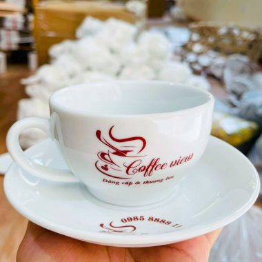 Ly sứ cà phê in logo thương hiệu