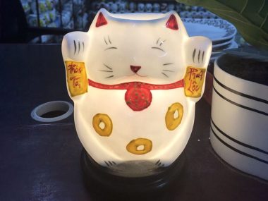 Đèn Xông Tinh Dầu Bát Tràng Mèo Thần Tài Chữ Lộc đẹp