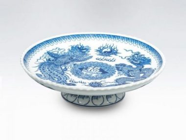 Mâm Bồng Rồng Trắng Xanh Decal