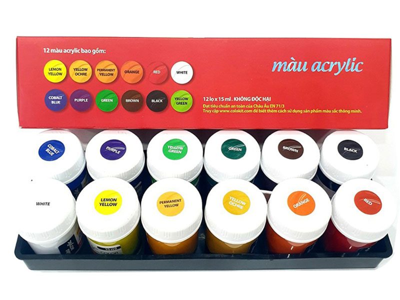 Màu acrylic ACR-C03 hộp 12 màu tốt