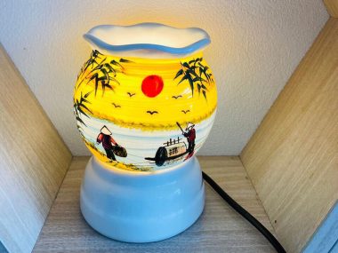 Đèn Xông Tinh Dầu Bát Tràng Mini Miệng Lượn Chiều Quê ưa chuộng