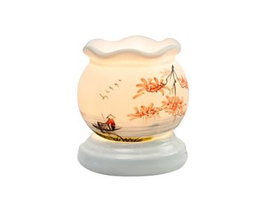 Đèn xông tinh dầu vẽ thuyền - sông S3 - Gốm sứ Bát Tràng cao cấp