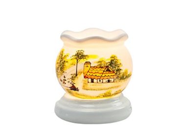 Đèn xông tinh dầu vẽ nhà ngói cổ loe - Gốm sứ Bát Tràng giá rẻ