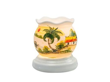 Đèn xông tinh dầu vẽ nhà trang S10 size nhỏ - Gốm sứ Bát Tràng chính hãng