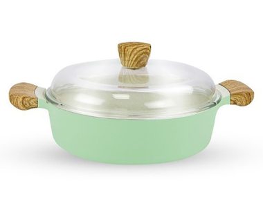 Nồi Nhôm Chống Dính Nắp Thủy Tinh Lock & Lock - 26cm - Màu Mint