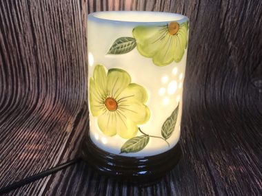 Đèn Xông Tinh Dầu Trụ Hoa Nổi - Hoa Xanh đẹp