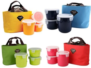 Bộ hộp cơm L&L 0.05 Xanh navy/ Xanh lá cây/ Đỏ/ Vàng - HAF100G3