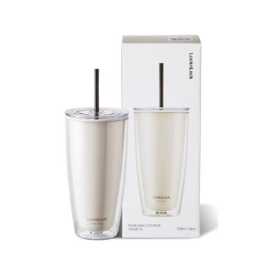 HAP507IVY - Ly Nhựa 2 Lớp LocknLock Kèm Ống Hút 750ml - Màu Ngà