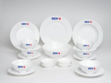 Bộ Đồ Ăn Minh Long Jasmine Trắng 22 Sp Giá In Logo BIDV Cao Cấp