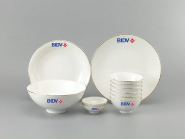 Bộ Đồ Ăn Minh Long Daisy IFP Chỉ Vàng 11 Sp Giá In Logo BIDV Giá rẻ