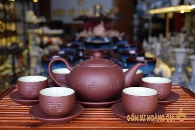 Bộ ấm tử sa bát tràng Tống PLT Nâu