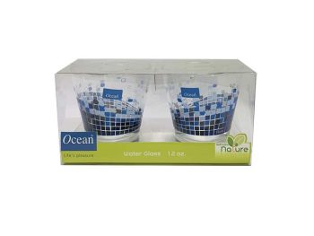 Cốc Thủy Tinh Ocean Hoa Xanh Biển 340ml