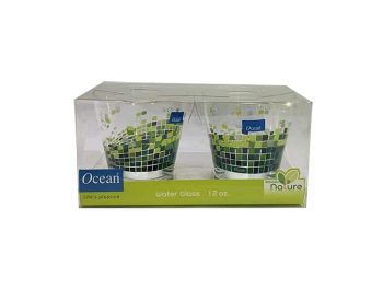 Cốc Thủy Tinh Ocean Hoa Xanh Lá 340ml