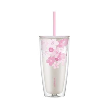 HAP509WHT – Ly Nhựa Hai Lớp LocknLock Double Wall Cold Cup Cherry Blossom 750ml – Màu Trắng