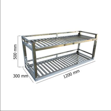 Kệ Inox 2 Tầng Song Treo Tường KEI-04