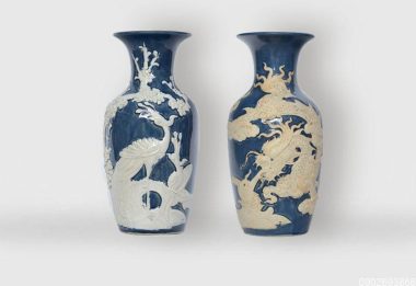 Lọ Hoa Bát Tràng Men Tràm Long Phụng