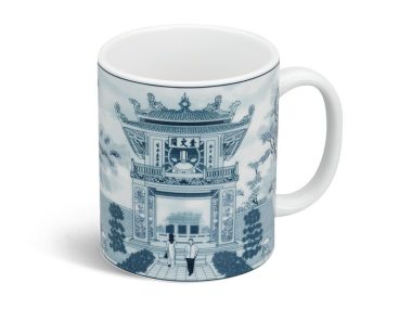 Ly bia sứ Minh Long cao cấp 0.36 L - Quốc Tử Giám trắng