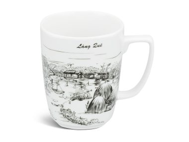 Ca sứ vuông Minh Long 0.36 L - Làng Quê trắng