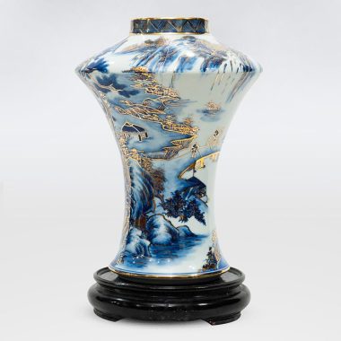 Mai bình tích lộc Sơn Thủy Hữu Tình vẽ vàng 24K cao 30cm