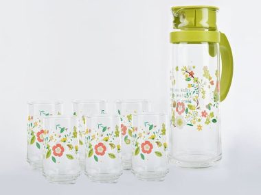 Bộ bình Patio 6 ly in hoa liti xanh PATIO BLUE FLOWER