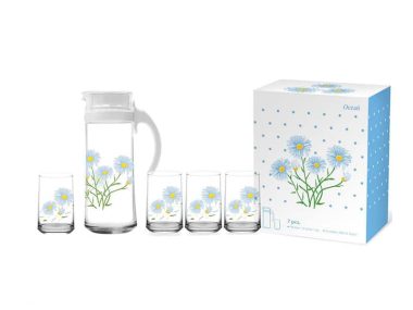 Bộ bình thủy tinh Patio 6 ly Cúc xanh