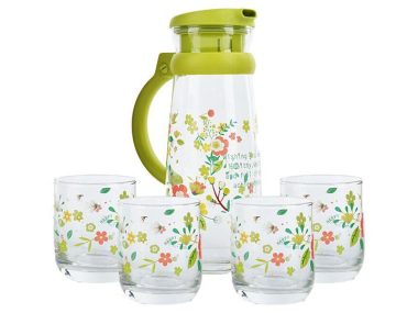 Bộ Bình Thủy Tinh maison in hoa 4 ly (Lemon)