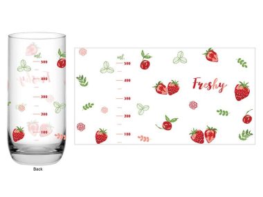 Ly Ocean thủy tinh cao chia vạch trái cây (Dâu) - 625 ml