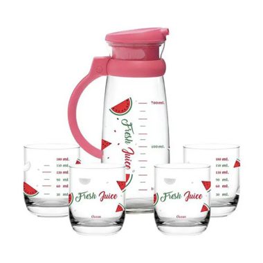 Bộ Bình Thủy Tinh maison in hoa 4 ly (Watermelon)