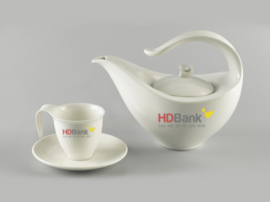 Bộ Ấm chén Minh Long quà tặng 0.45 L Anh Vũ Trắng Giá In Logo quà tặng HDBank chính hãng