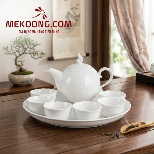 Bộ trà 0.3 L - Sen - Trắng mekoong (1)