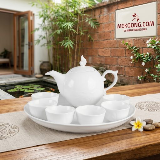 Bộ trà 0.3 L - Sen - Trắng mekoong (2)