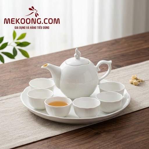 Bộ trà 0.3 L - Sen - Trắng mekoong (6)