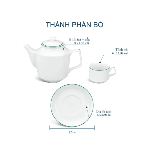 Bộ trà 0.7 L - Jasmine - Chỉ Xanh Lá mekoong (4)