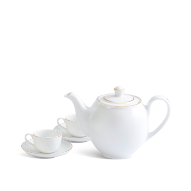 Bộ Ấm Chén uống trà cao cấp 0.8 L Camelia Chỉ Vàng Giá In Logo quà tặng đẹp