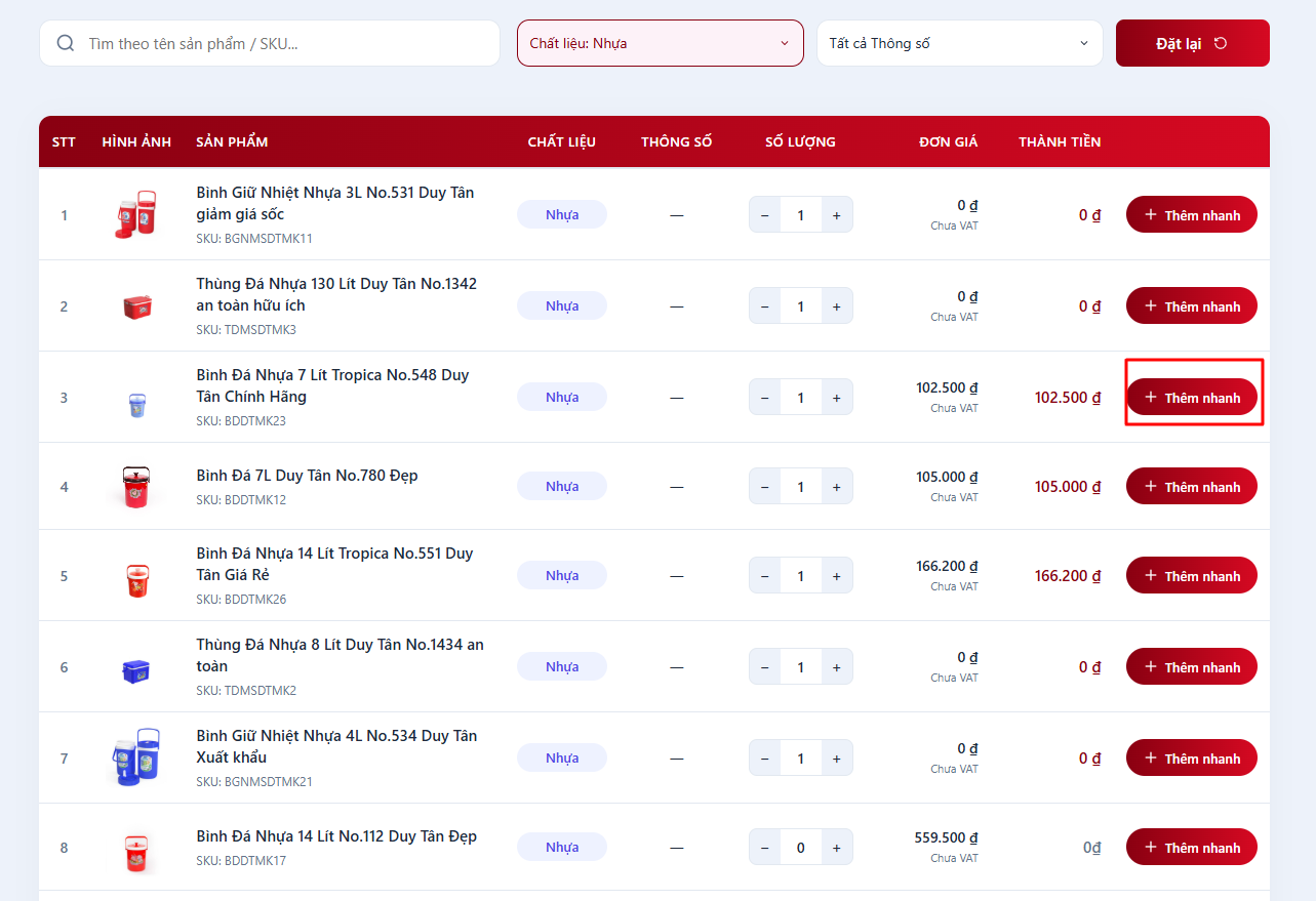4. Khởi tạo và Quản lý Bảng Báo Giá Dự Án