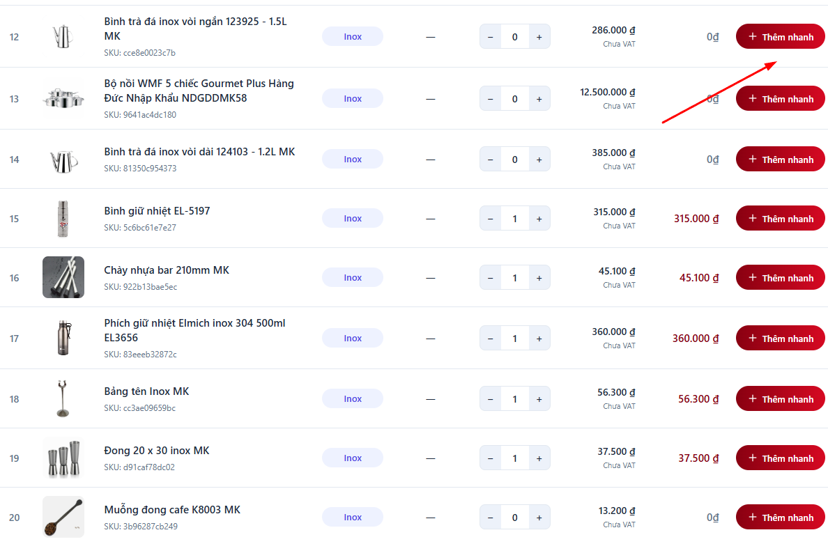 Khởi tạo Danh mục dự án (Quotation List)