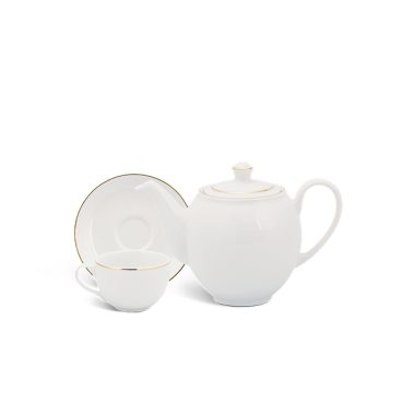 Bộ Ấm chén uống trà Minh Long quà tặng 0.5 L Camelia Chỉ Vàng Giá In Logo quà tặng cao cấp