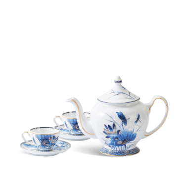Bộ Bình Trà Minh Long 0.8 L Hoàng Cung Sen Vàng