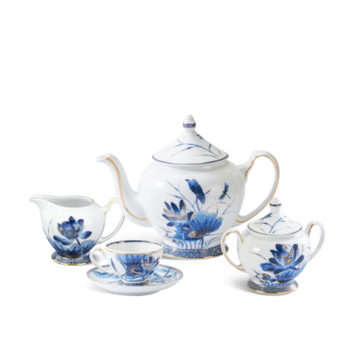 Bộ Bình Trà Minh Long 1.3 L Hoàng Cung Sen Vàng